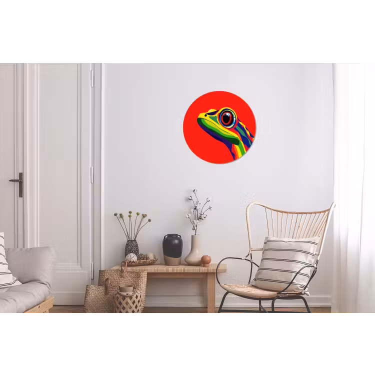Kikker - Kleurrijk - Strepen - Ogen Wandcirkel aluminium klein -woonkamer