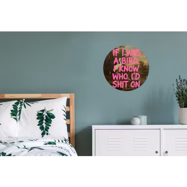 Klassiek - Humor - Roze Wandcirkel aluminium klein -slaapkamer
