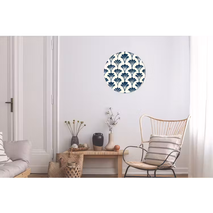 Klassiek - Motief - Blauw Wandcirkel aluminium klein 190 -woonkamer