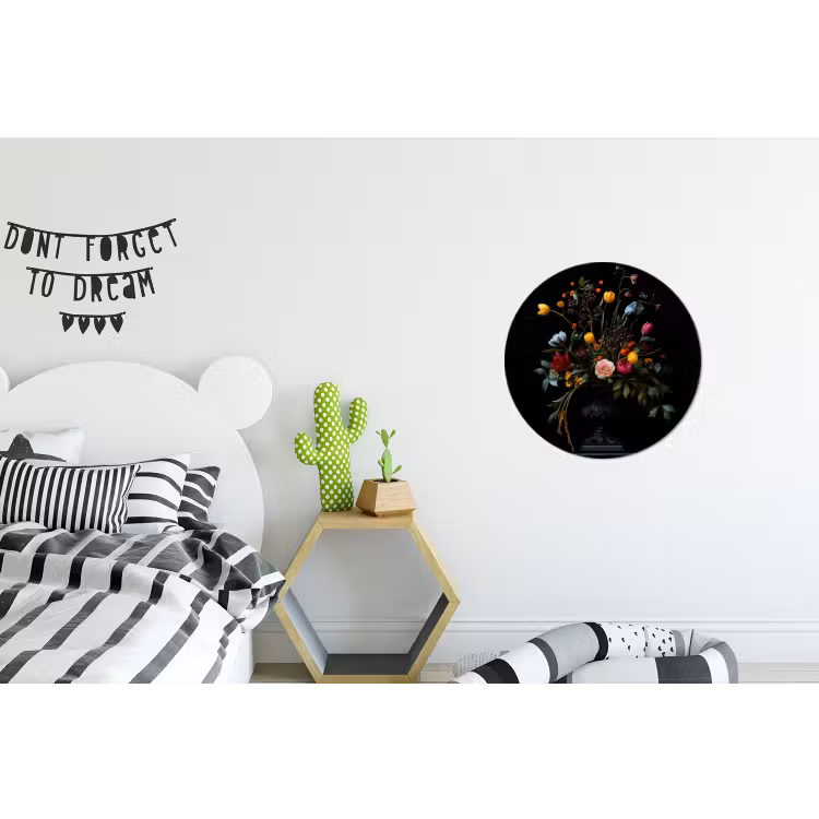 Klassiek - Vaas - Boeket - Bloemen Wandcirkel aluminium klein -kinderkamer