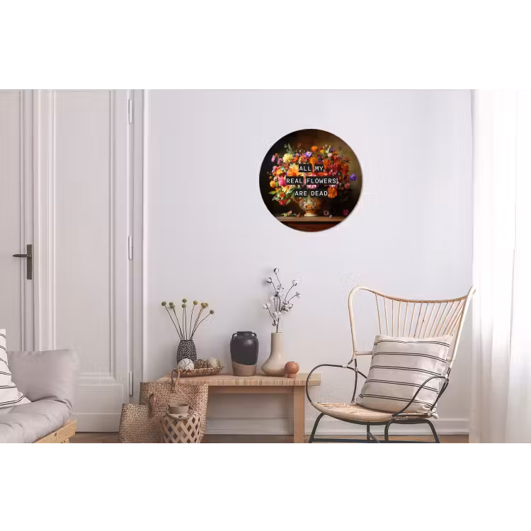 Kleur - Bloemen - Vintage - Bloemenvaas Wandcirkel aluminium klein -woonkamer