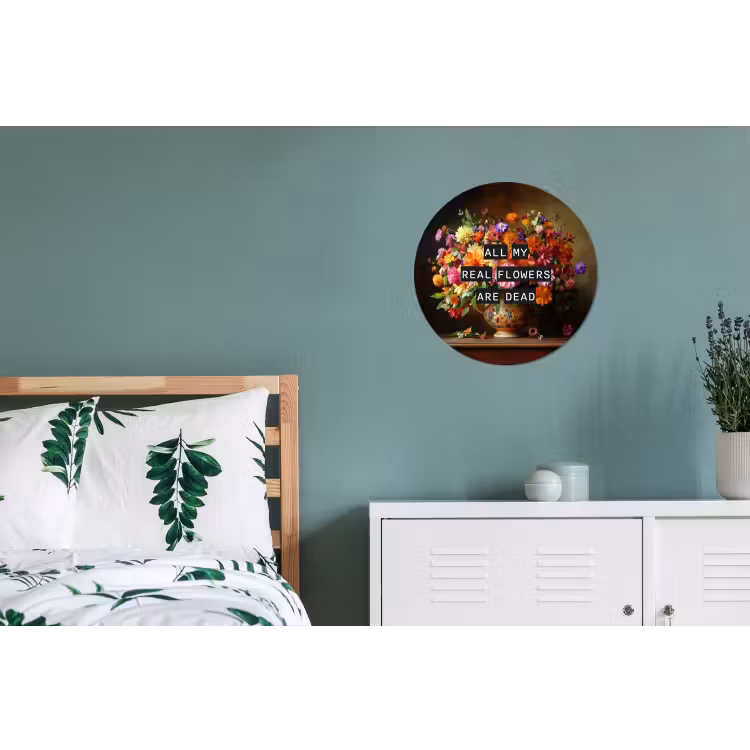 Kleur - Bloemen - Vintage - Bloemenvaas Wandcirkel aluminium klein -slaapkamer