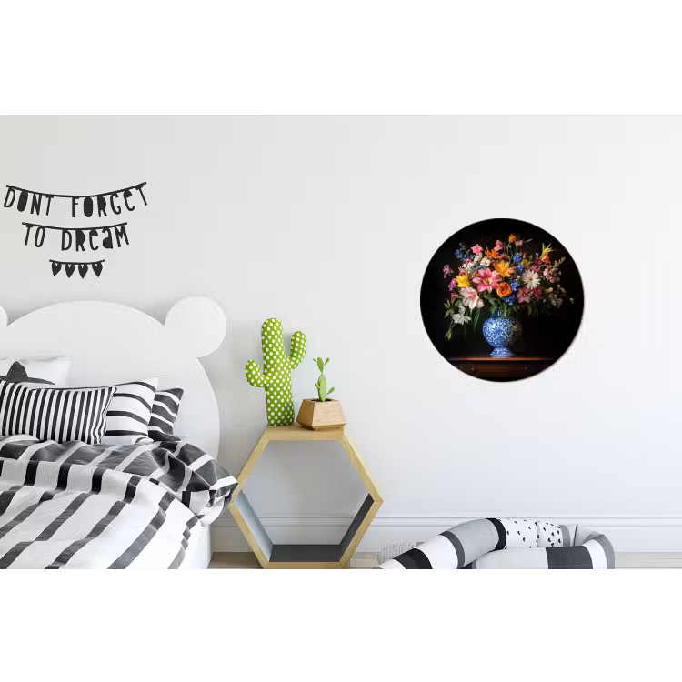 Kleur - Vaas - Bloemen - Boeket Wandcirkel aluminium klein -kinderkamer