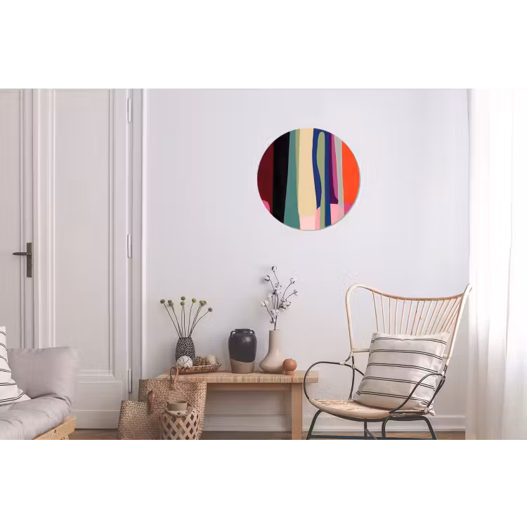 Kleurbanen - Verticaal - Kleurrijk Wandcirkel aluminium klein -woonkamer