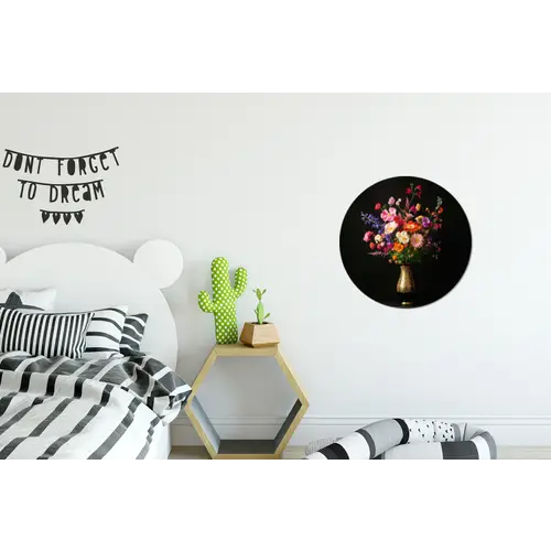 Kleurrijk - Boeket - Vaas - Goud Wandcirkel aluminium klein -kinderkamer