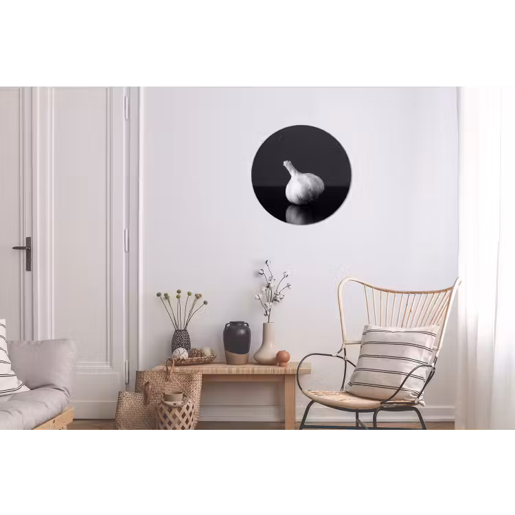 Knoflook - Zwart - Wit Wandcirkel aluminium klein -woonkamer