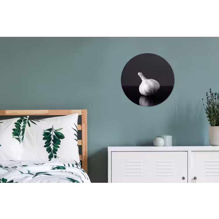 Knoflook - Zwart - Wit Wandcirkel aluminium klein -slaapkamer