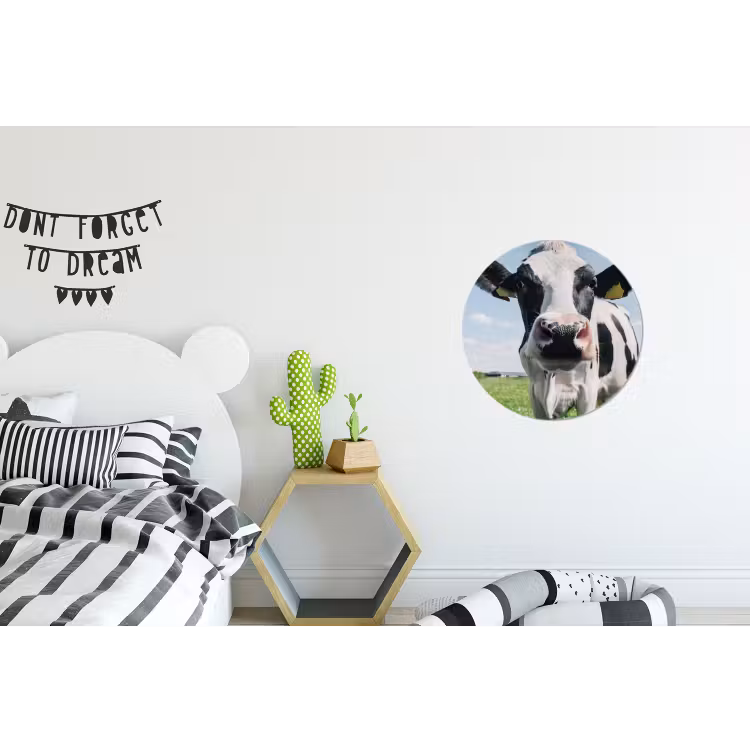 Koe - Weiland - Natuur - Dieren - Gras Wandcirkel aluminium klein -kinderkamer