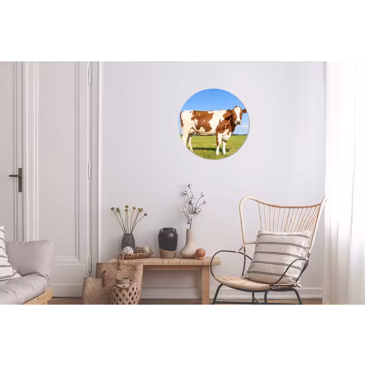 Koeien - Boerderij - Gras- Natuur - Dieren Wandcirkel aluminium klein -woonkamer