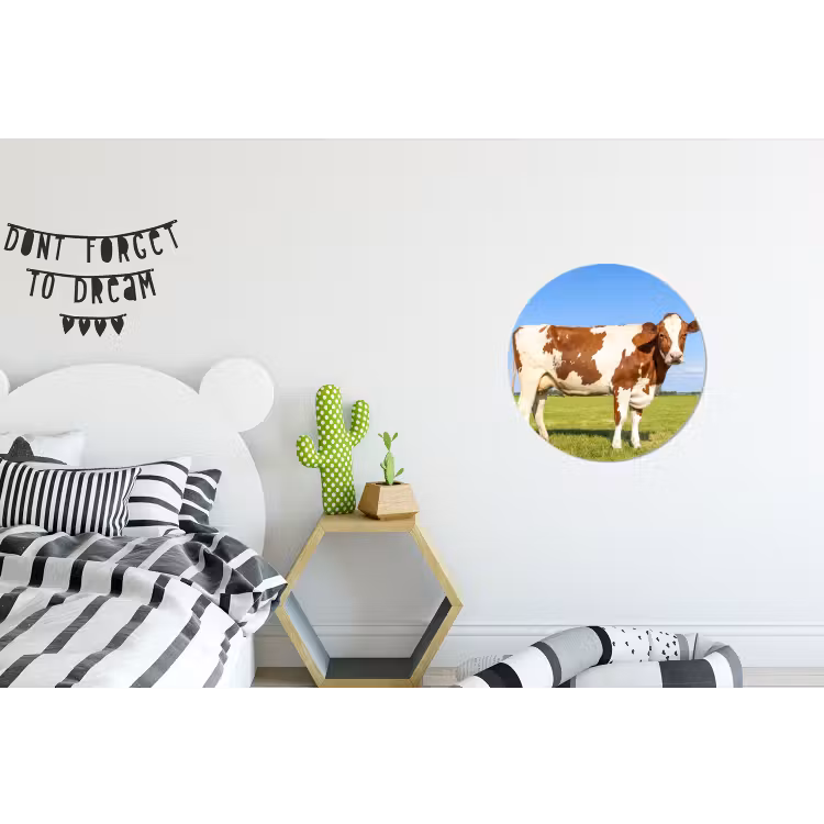Koeien - Boerderij - Gras- Natuur - Dieren Wandcirkel aluminium klein -kinderkamer