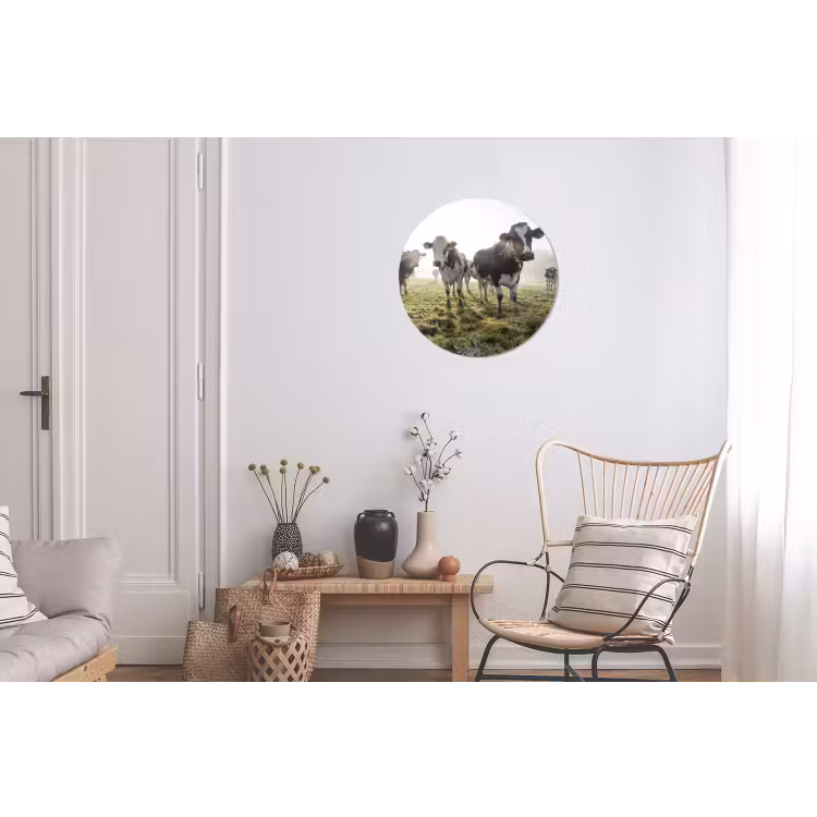Koeien - Licht - Gras - Dieren Wandcirkel aluminium klein -woonkamer