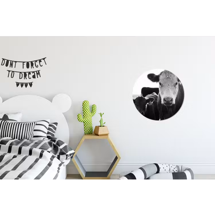 Koeien - Zwart - Wit Wandcirkel aluminium klein -kinderkamer