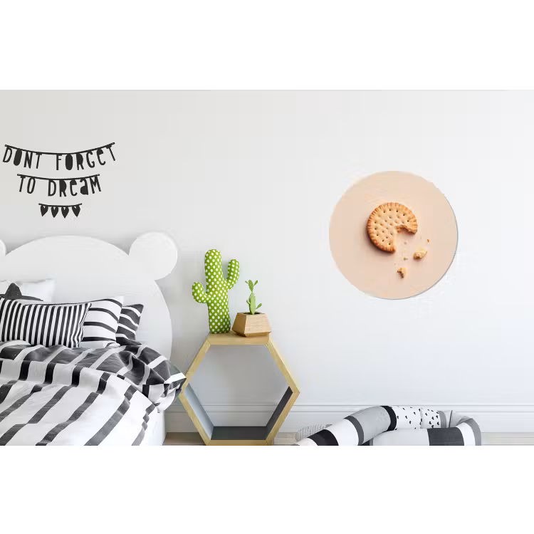 Koekje - Kruimels - beige Wandcirkel aluminium klein -kinderkamer