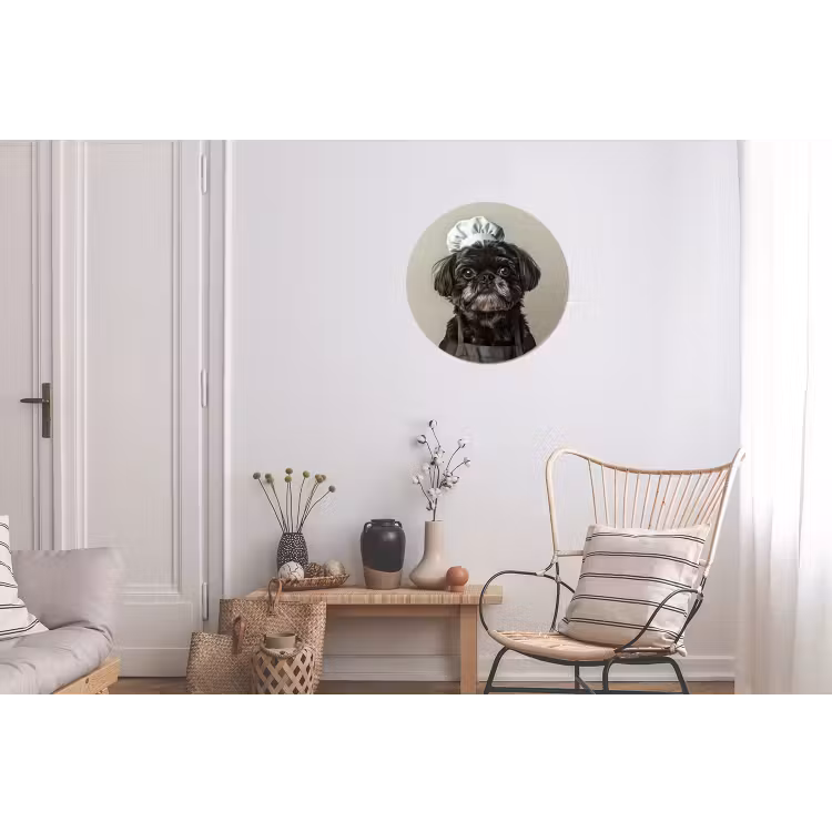 Kokskleding - Zwart - Hondje Wandcirkel aluminium klein -woonkamer