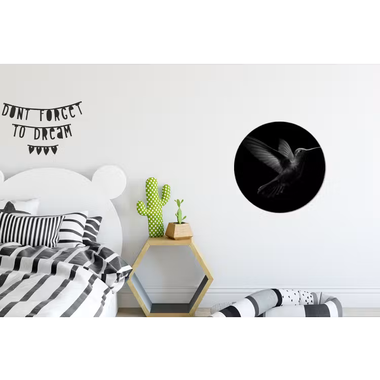 Kolibrie - Zwart - Dieren Wandcirkel aluminium klein -kinderkamer
