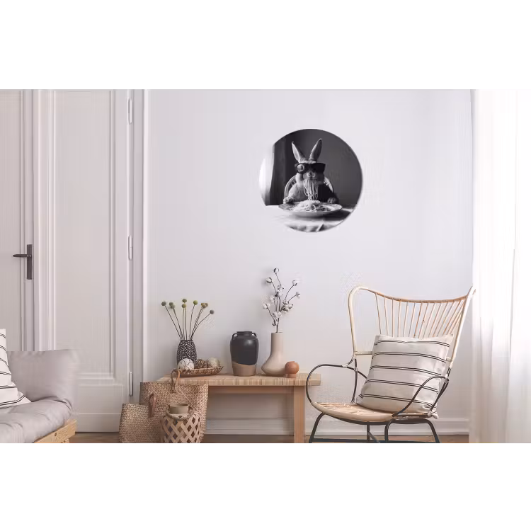 Konijn - Bunny - Zonnebril - Tafelkleed - Pasta - Schattig Wandcirkel aluminium klein -woonkamer