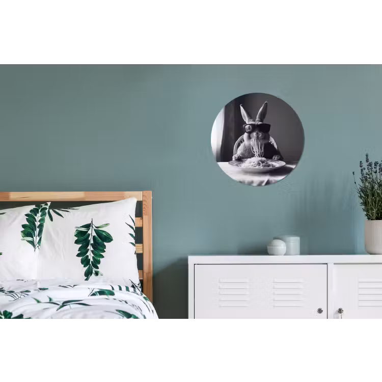Konijn - Bunny - Zonnebril - Tafelkleed - Pasta - Schattig Wandcirkel aluminium klein -slaapkamer
