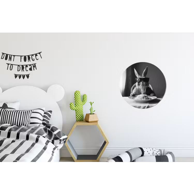 Konijn - Bunny - Zonnebril - Tafelkleed - Pasta - Schattig Wandcirkel aluminium klein -kinderkamer