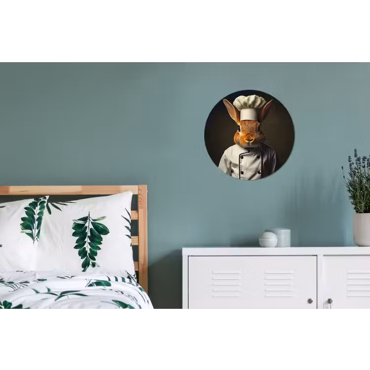 Konijn - Kok - Dier Wandcirkel aluminium klein -slaapkamer