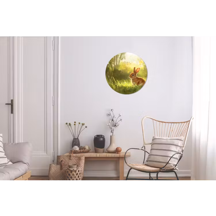 Konijn - Zonlicht - Bos Wandcirkel aluminium klein -woonkamer