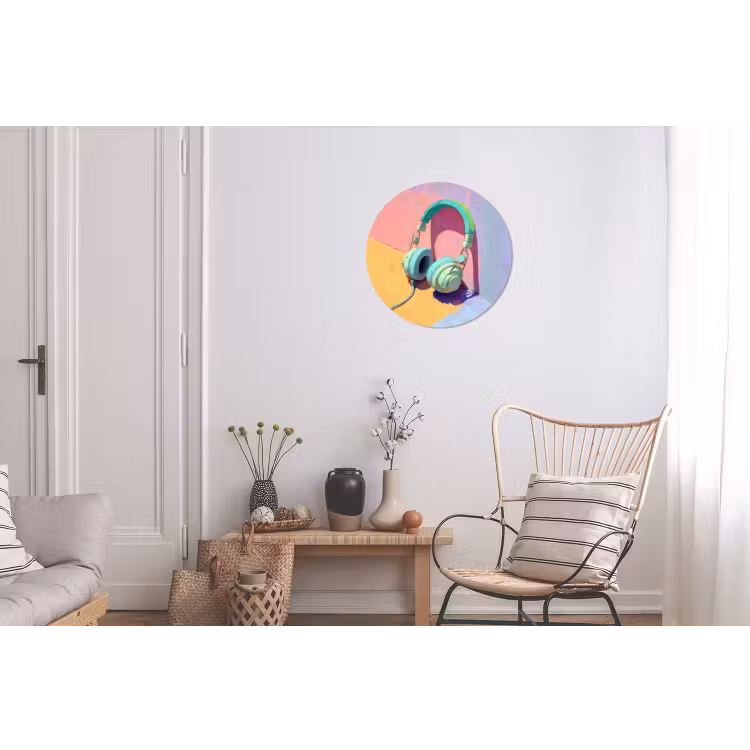 Koptelefoon - Mintgroen - Draad Wandcirkel aluminium klein -woonkamer
