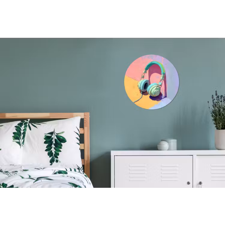 Koptelefoon - Mintgroen - Draad Wandcirkel aluminium klein -slaapkamer