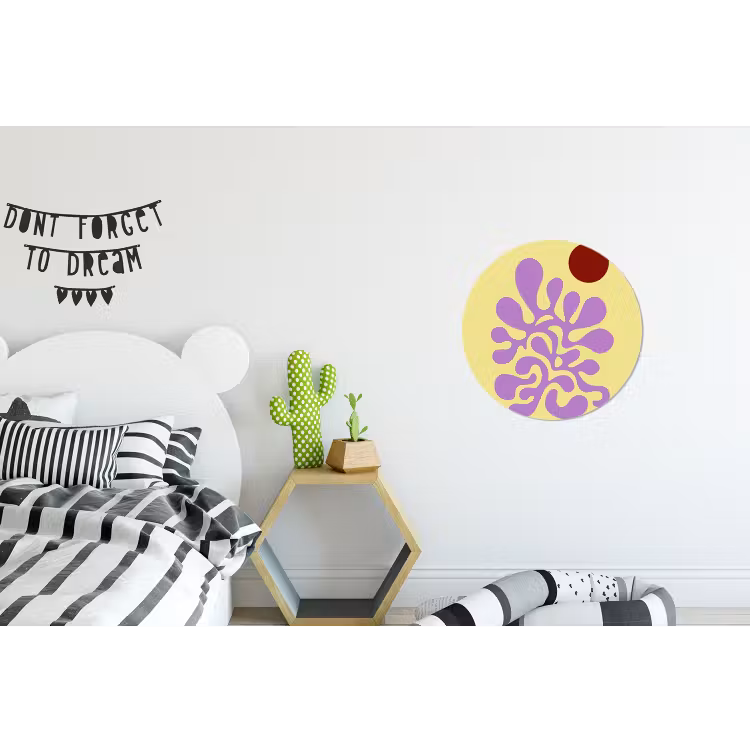 Koraal - Cirkel - Abstract - Geel Wandcirkel aluminium klein -kinderkamer