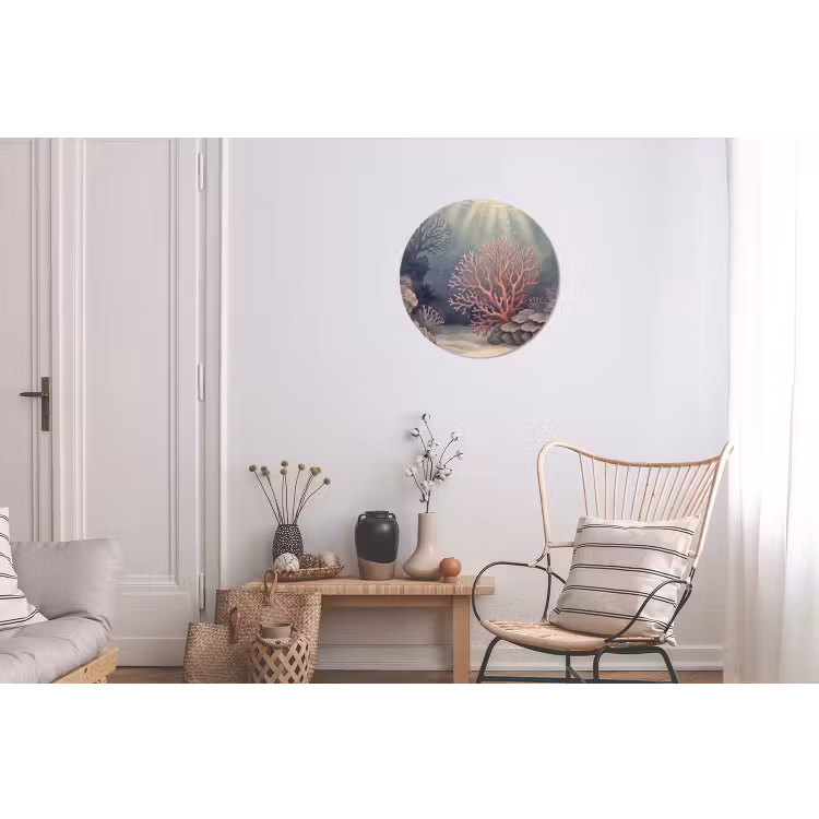 Koraal - Onderwater - Natuur - Roze Wandcirkel aluminium klein -woonkamer