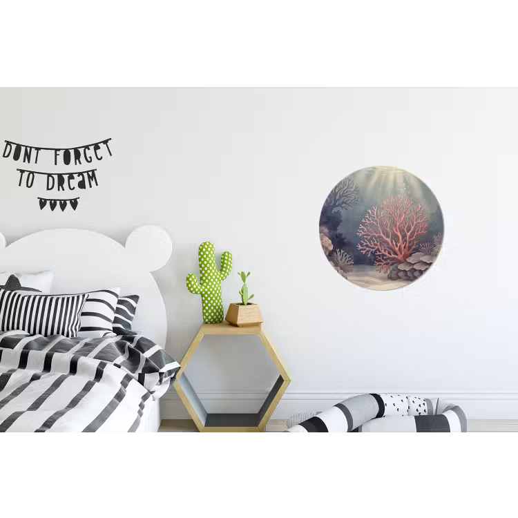Koraal - Onderwater - Natuur - Roze Wandcirkel aluminium klein -kinderkamer