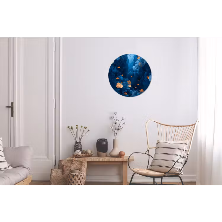 Koraalrif - Vissen - Oceaan - Blauw Wandcirkel aluminium klein -woonkamer