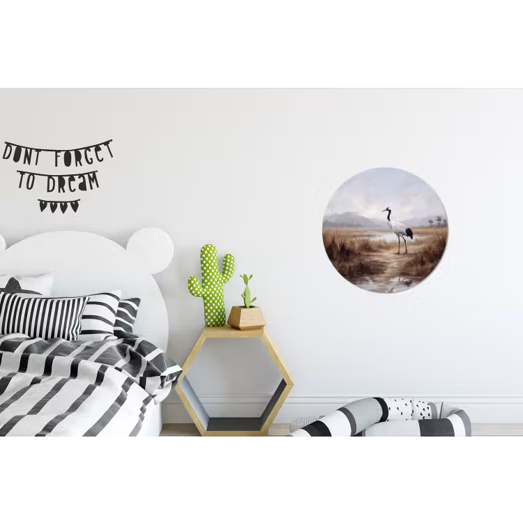 Kraanvogel - Natuur - Realistisch Wandcirkel aluminium klein -kinderkamer