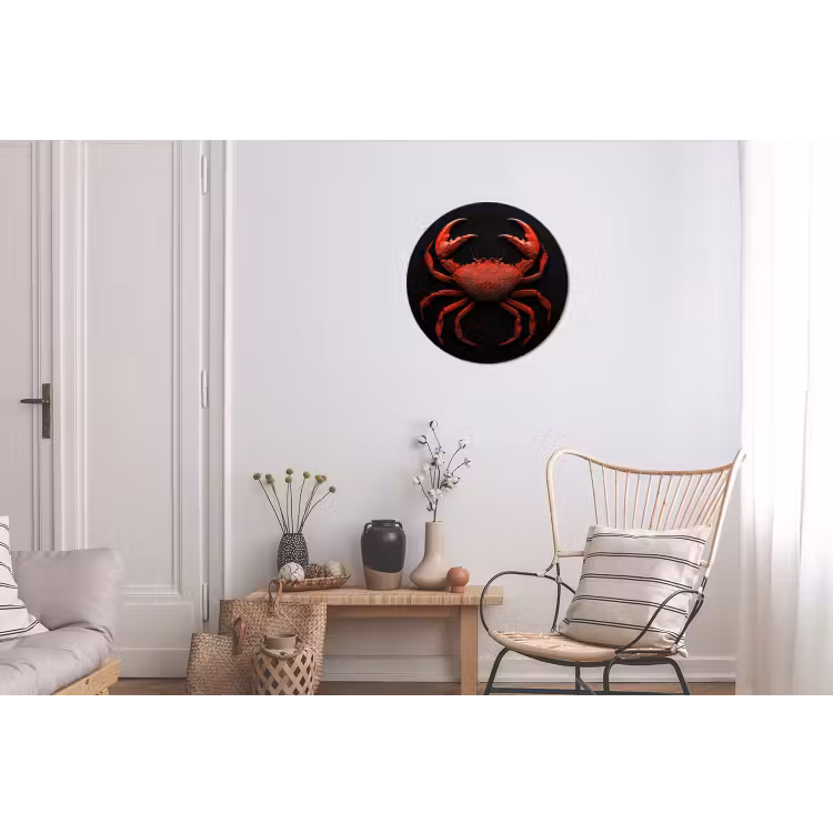 Krab - Rood - Vissen - Schaaldieren Wandcirkel aluminium klein -woonkamer