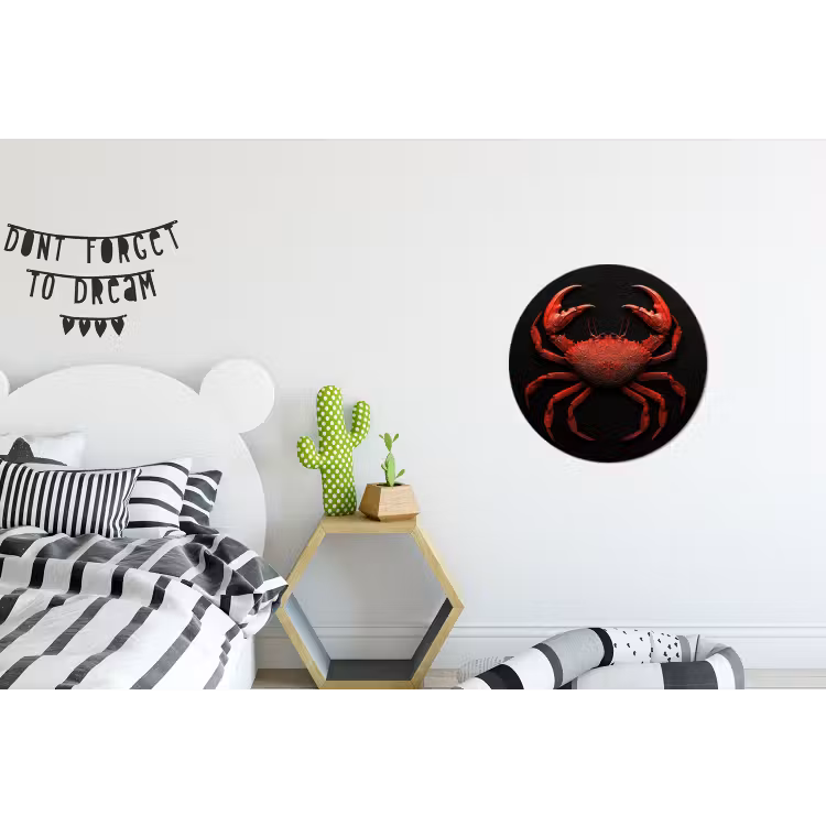 Krab - Rood - Vissen - Schaaldieren Wandcirkel aluminium klein -kinderkamer