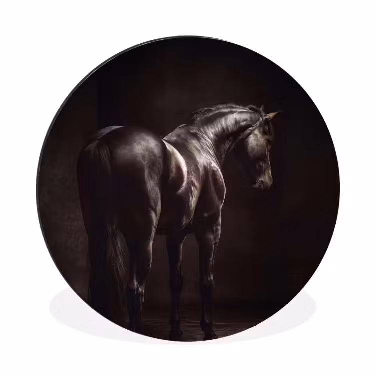 Krachtig - Paard - Donker Wandcirkel aluminium klein -3d