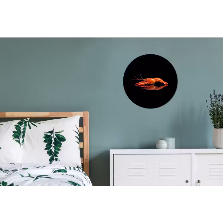 Kreeft - Oranje - Zwart - Opvallend Wandcirkel aluminium klein -slaapkamer