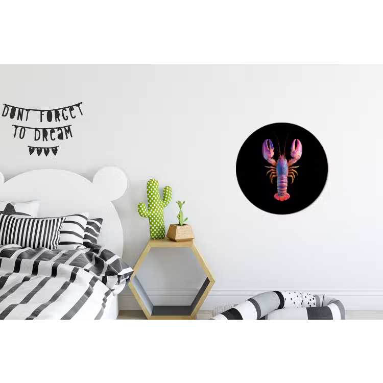 Kreeft - Paars - Roze - Zwart - Stippen - Lila Wandcirkel aluminium klein -kinderkamer