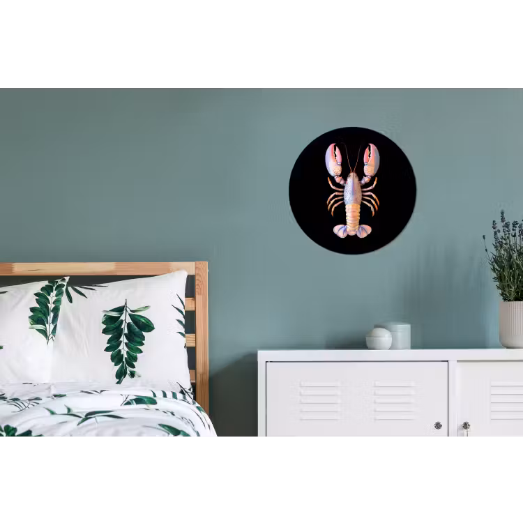 Kreeft - Roze - Zacht - Zwart Wandcirkel aluminium klein -slaapkamer