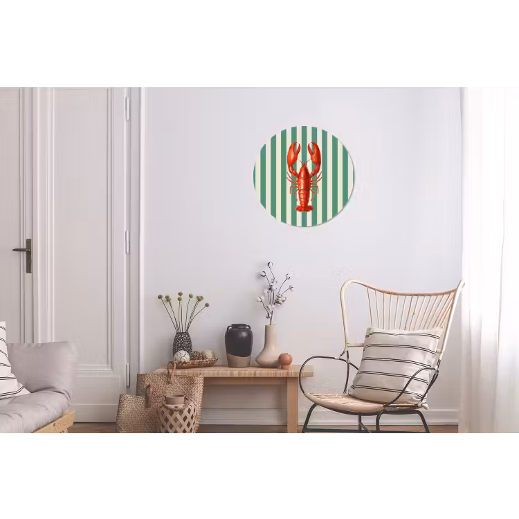 Kreeft - Strepen - Realistisch - Zomers Wandcirkel aluminium klein -woonkamer