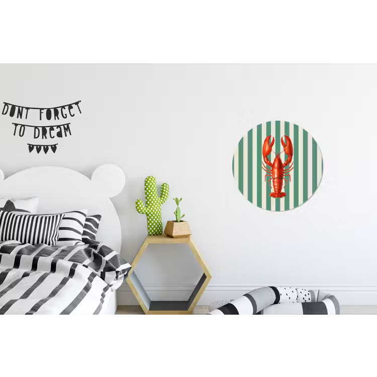 Kreeft - Strepen - Realistisch - Zomers Wandcirkel aluminium klein -kinderkamer