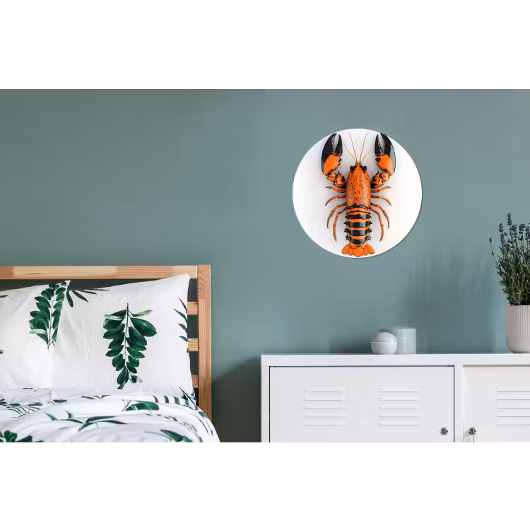 Kreeft - Zwart - Oranje - Wit - Uniek Wandcirkel aluminium klein -slaapkamer
