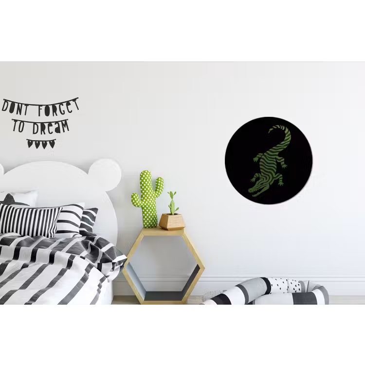 Krokodil - Groen - Tijgerachtig - Strepen Wandcirkel aluminium klein -kinderkamer