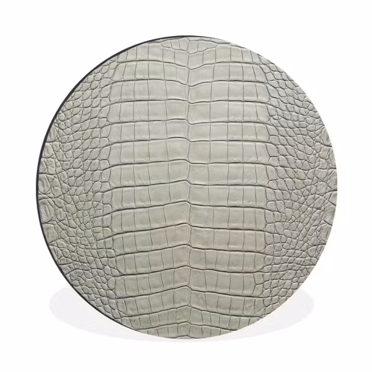 Krokodillenleer - Schubben - Groen Wandcirkel aluminium klein -3d