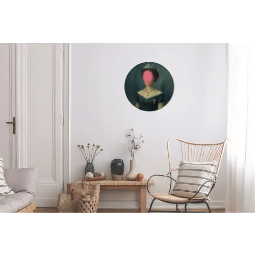 Kroon - Roze druipend verf - Portret Wandcirkel aluminium klein -woonkamer