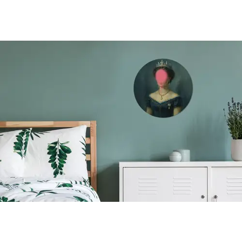 Kroon - Roze druipend verf - Portret Wandcirkel aluminium klein -slaapkamer