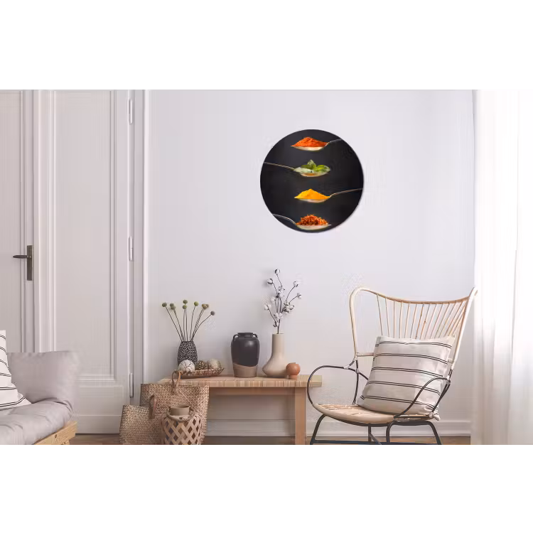 Kruiden - Lepel - Specerijen - Zwart - Italiaans Wandcirkel aluminium klein -woonkamer