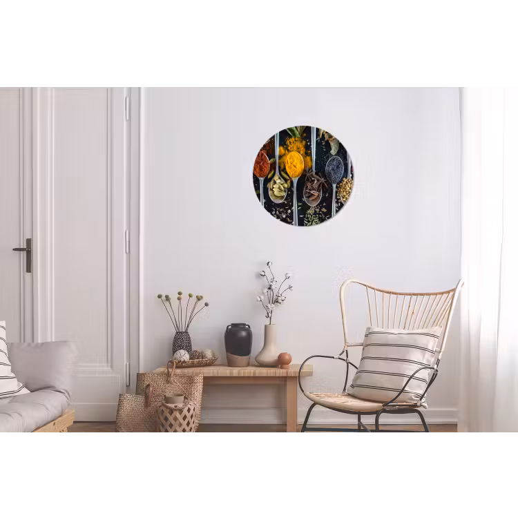 Kruiden - Lepel - Specerijen - Zwart - Keuken Wandcirkel aluminium klein -woonkamer