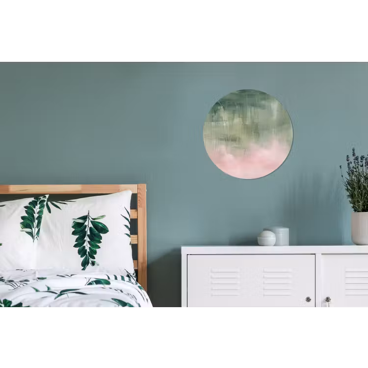 Kunst - Abstract - Modern - Groen - Roze Wandcirkel aluminium klein -slaapkamer