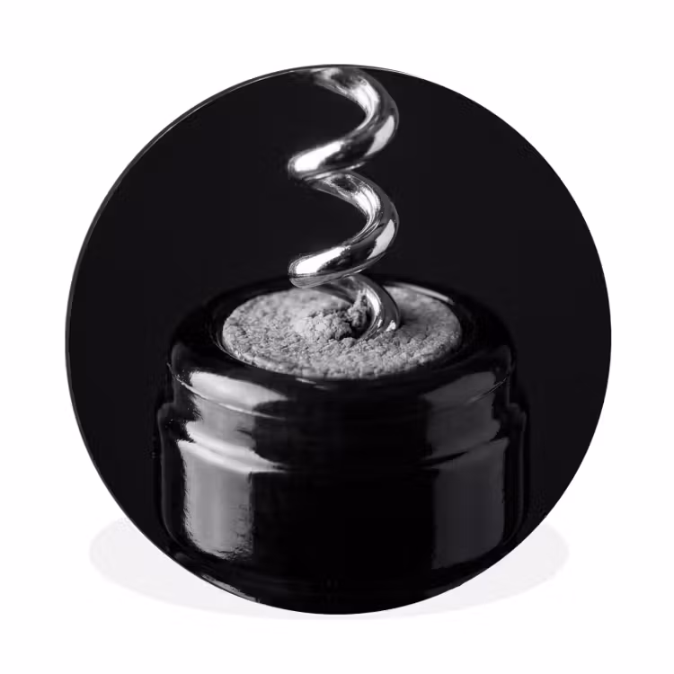 Kurkentrekker - Wijn - Zwart - Wit Wandcirkel aluminium klein -3d