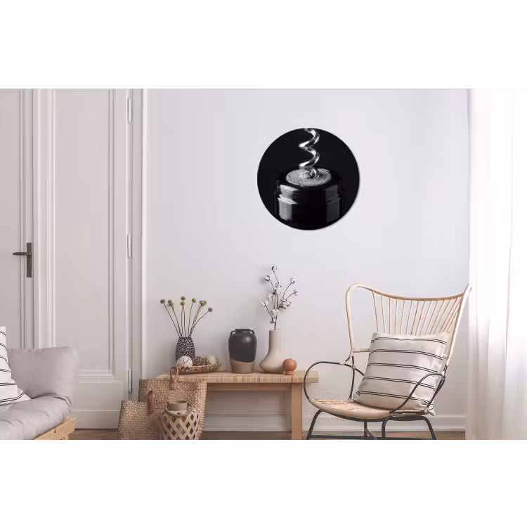 Kurkentrekker - Wijn - Zwart - Wit Wandcirkel aluminium klein -woonkamer