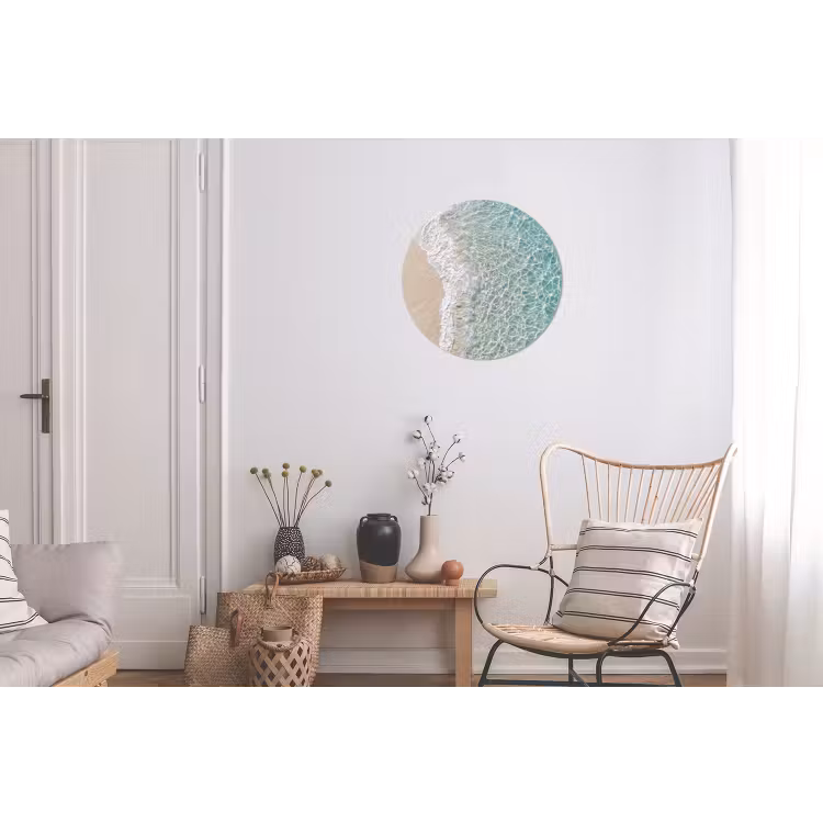 Kust - Zand - Blauw Wandcirkel aluminium klein -woonkamer